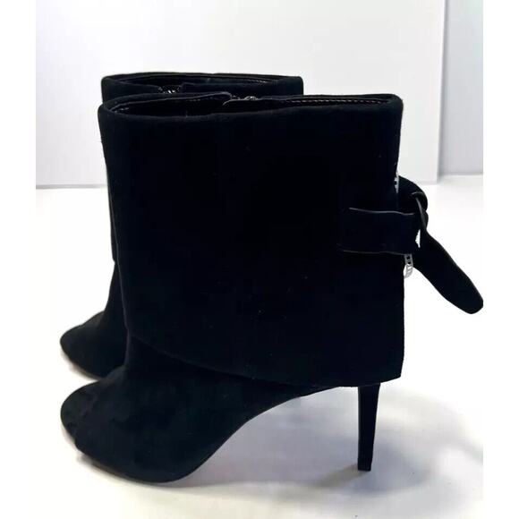 Vince Camuto Women’s Amesha Bootie Open Toe Black Suede Heels Choose Size NIB - Picture 6 of 7